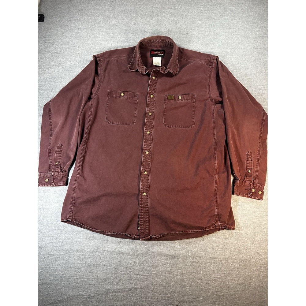 Wrangler RIGGS Workwear 2XL Tall Shirt 2XT Burgundy Cotton Long Sleeve Workwear